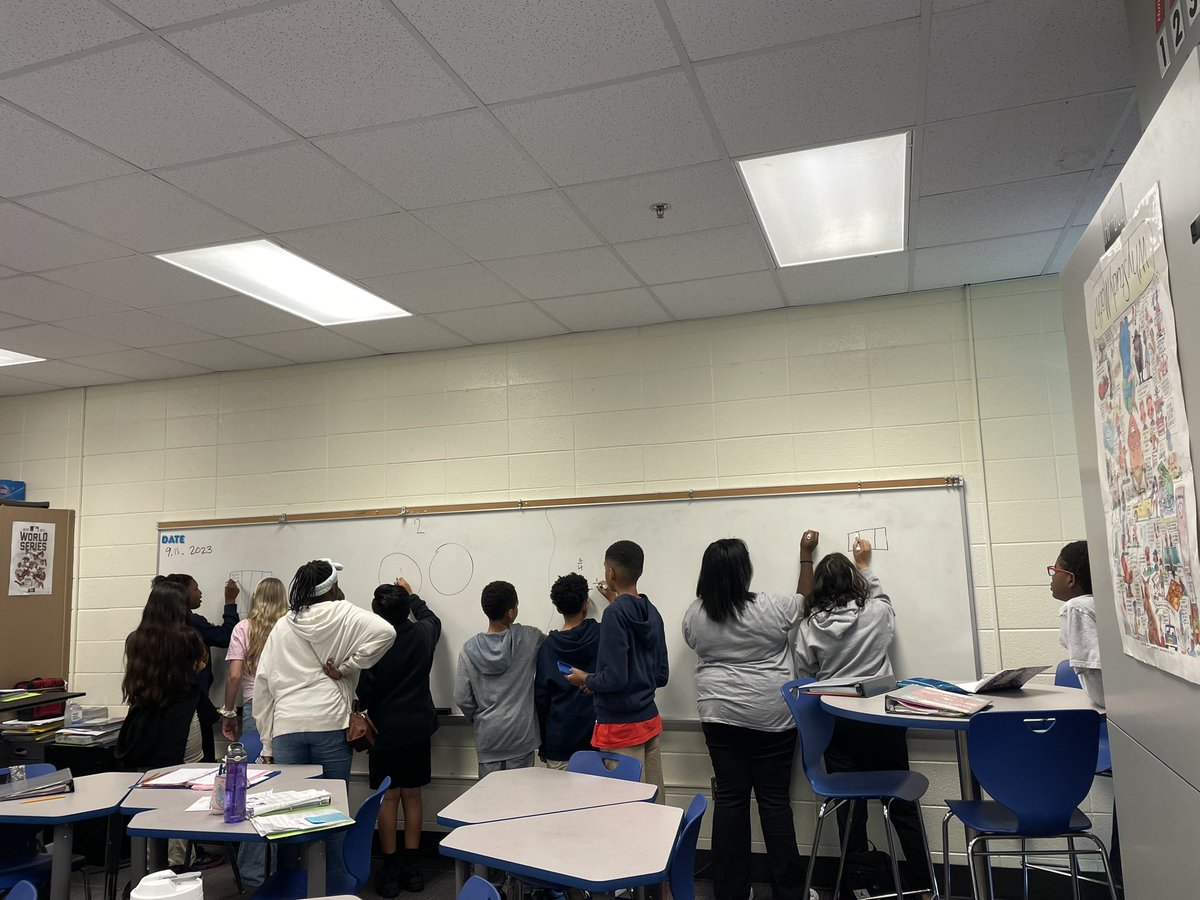 Mrs_AHenson's tweet photo. 6th grade is gearing up for an exciting unit 2. Mr. Knight engaged his students on a Monday morning by asking them to model addition and multiplication of fractions. Students were thinking, talking and supporting each other! @CampbellK1EDU @MCS_OAA @DrJenHernandez https://t.co/aPVzV0Dzba