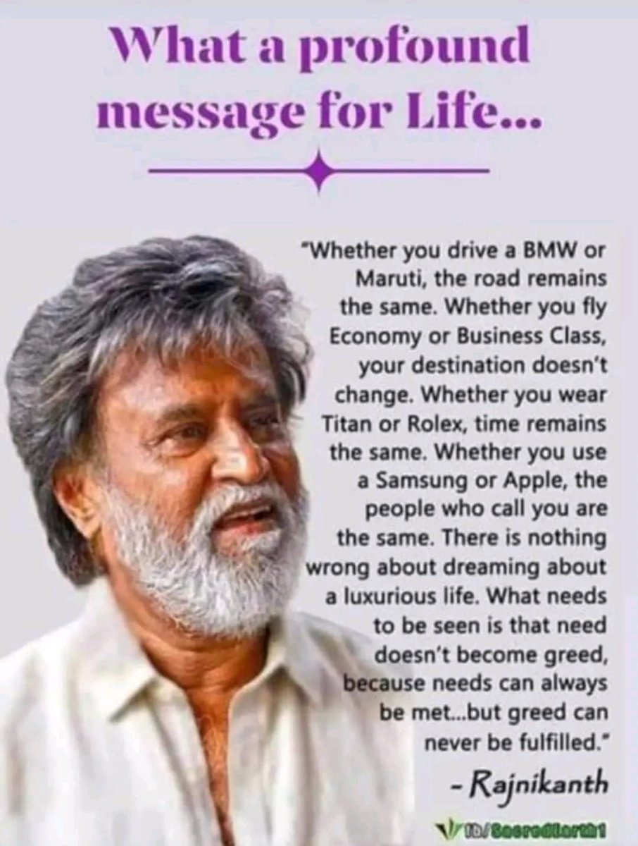 velumania's tweet photo. Many asked me. 

Who is your favorite hero?
Me: For last 40 yrs, it is #Thalaivar 

Why but ?
Me: 👇🏻
#Focus on #Frugality. To Live stress free. https://t.co/JxKvc0oNVG