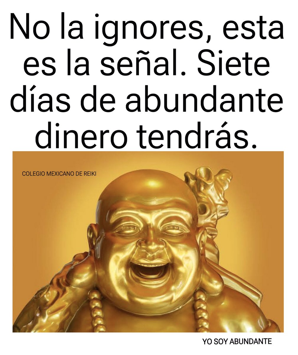 No la ignores, esta es la señal. Siete días de abundante dinero tendrás.

#saludmental #salud #amor #señales #pazmental #armonia #paz #prosperidad #saludemocional #señalesdeluniverso #colegiomexicanodereiki #equilíbrio #amorincondicional