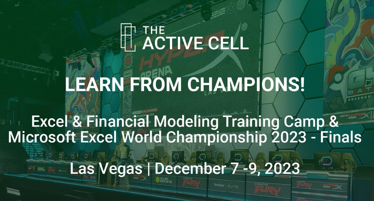 kpuls's tweet photo. The Active Cell is happening in Vegas from Dec 7-9. It includes training from world-class experts, the #Excel &amp; #FinancialModeling Conference, and the Microsoft Excel World Championship 2023 finals! 🏆
Early bird prices available till Sept 30, see https://t.co/JqM6SxIRlQ https://t.co/iS9gH0znGe