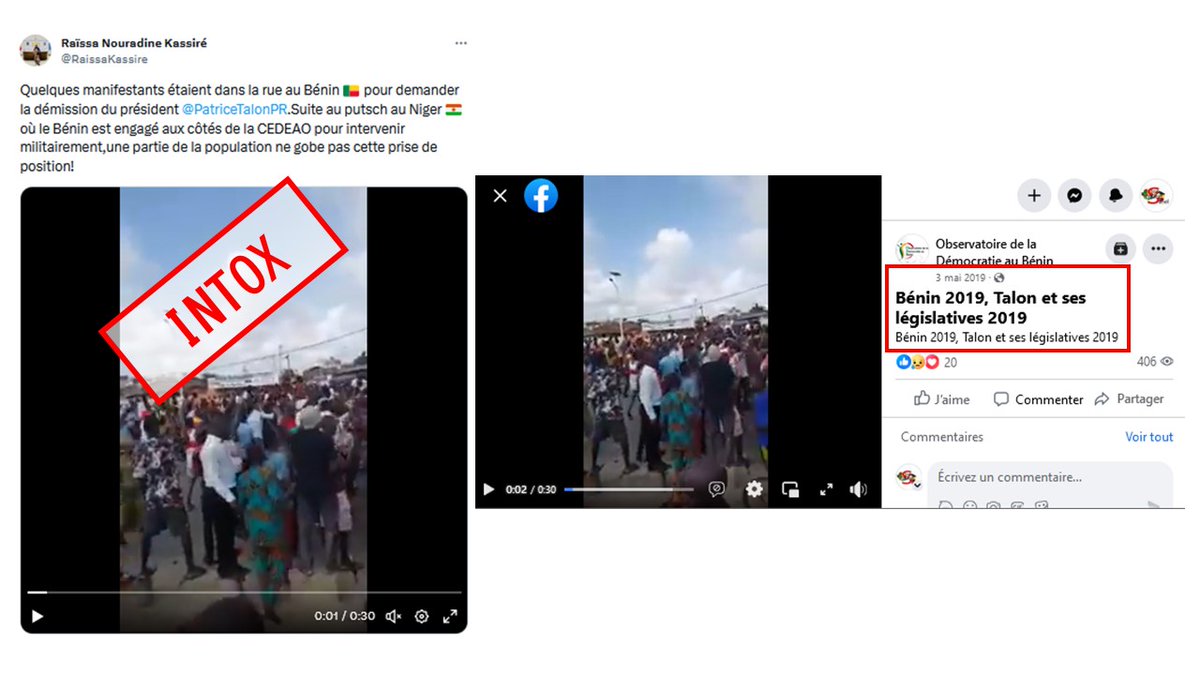 🚨FakeNews🚨
La diffusion d'informations sorties de leur contexte participe à la désinformation !!
Pas de manifestation au #Bénin🇧🇯, cette vidéo date de 2019 !
Ayez toujours un regard critique sur ce que vous voyez sur les réseaux sociaux !
#désinformation
fb.watch/n8gq8dpMrX/