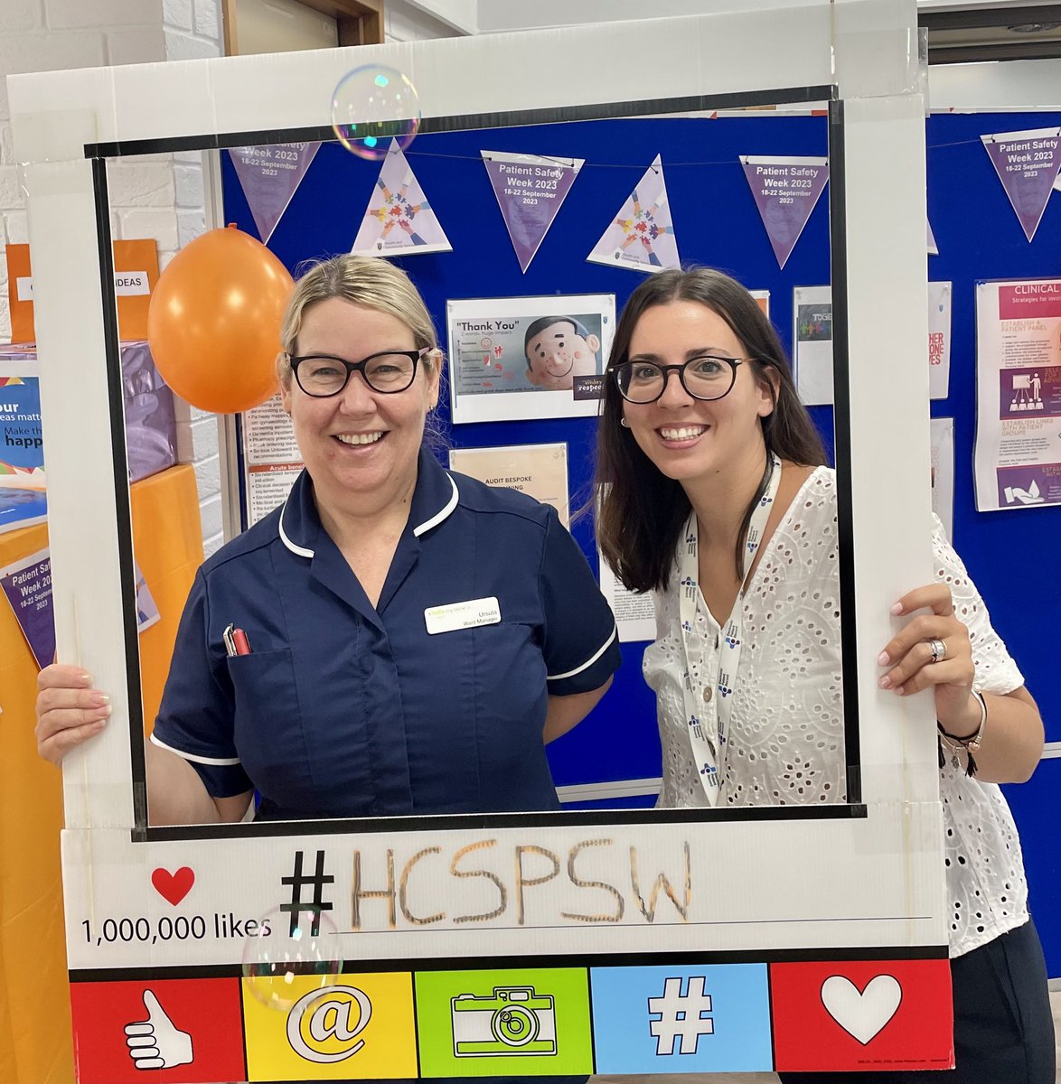 Patient safety week stand (parade entrance Jersey Hospital) with the brilliant Sister from Corbiere ward <a href="/brien_ursula/">Ursula O'Brien 💙</a> and <a href="/Cristin03615022/">Cristina Ferreira</a> #hcspsw <a href="/HCSQuality/">HCS Quality and Safety Team</a> @GovJsyHCS <a href="/GovJersey/">Government of Jersey</a> ❤️ 🏥 😇  ⭐️