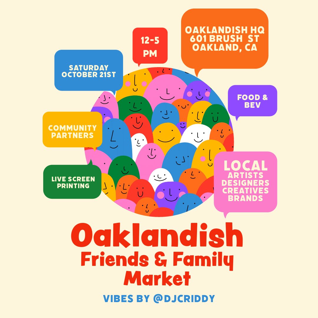 We’re hosting our first Oaklandish Friends &amp; Family Market on 10/21. Taking vendor applications now, free to attend, no booth fees, just trying to keep what we love about Oakland going: oaklandish.me/ff2023vendors