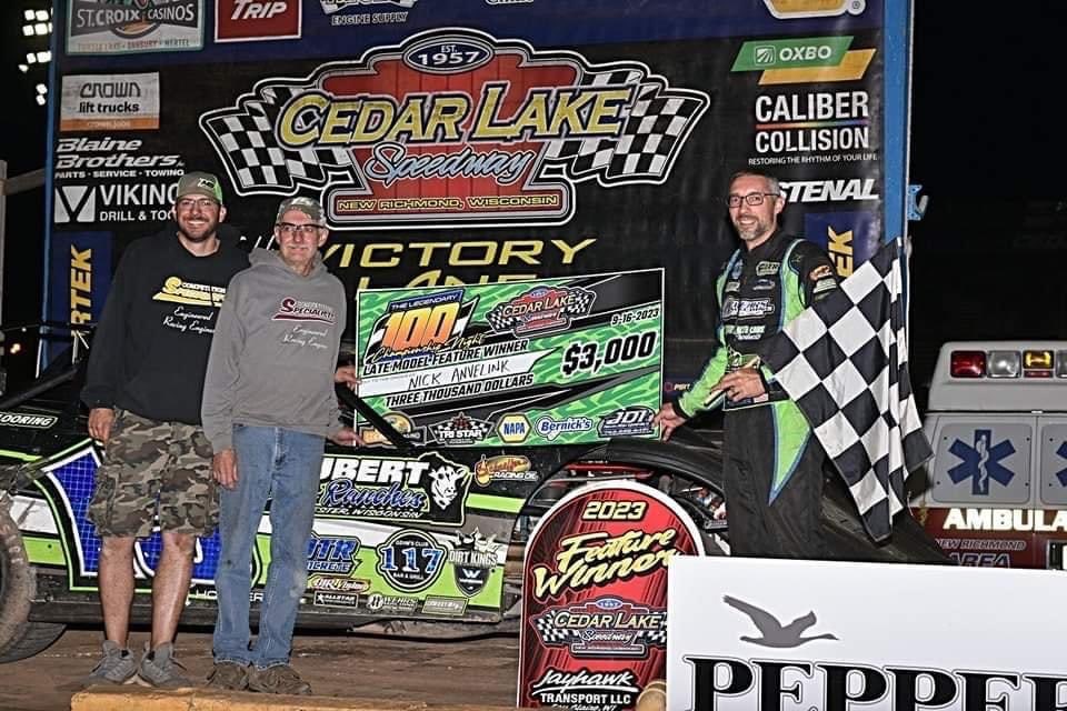 CompetitionWI's tweet image. Back-to-Back WINS for Nick Anvelink and his team at @racecedarlake ! We’re proud that your Competition Specialists engine powered you to victory lane once again for the Legendary 100🏆 

#win #victory #victorylane #enginebuilder #enginebuild