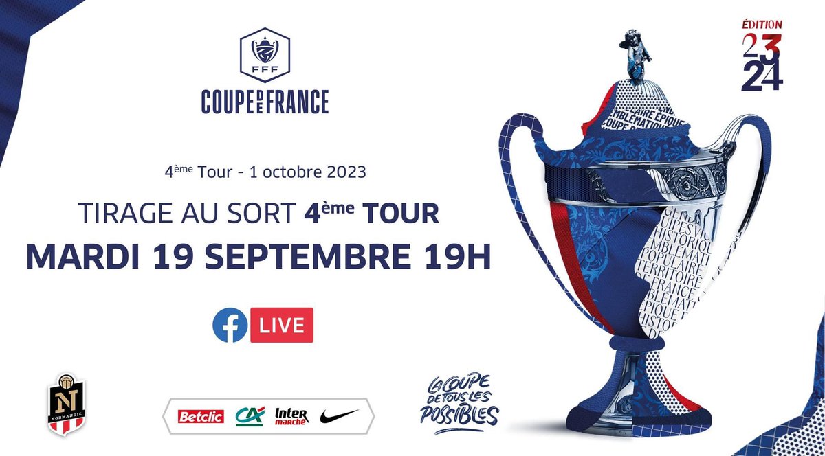 LFNofficiel's tweet photo. 𝐂𝐨𝐮𝐩𝐞 𝐝𝐞 𝐅𝐫𝐚𝐧𝐜𝐞 🇫🇷
Le tirage au sort du 4ème tour de la @coupedefrance, attendu par plus de 60 clubs Normands, sera à suivre ce mardi 19 septembre à 19h en Facebook-Live sur la page de la ligue de Normandie 🎥 https://t.co/JrJwREoBIb