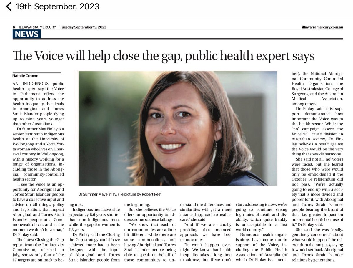 Well said ⁦@SummerMayFinlay⁩ ⁦<a href="/_PHAA_/">PHAA is on Bluesky</a>⁩ ⁦<a href="/phaa_sa/">PHAA SA</a>⁩ ⁦<a href="/yes23au/">The National Gathering</a>⁩ #Yes23 ⁦<a href="/illawarramerc/">Illawarra Mercury</a>⁩ #VoteYesAustralia