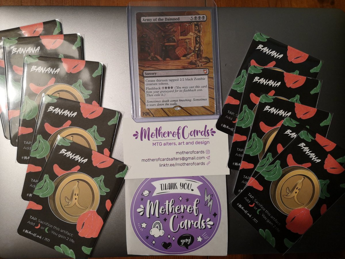 TheBeardedPen's tweet photo. I missed the posting boat on this bigtime, but look what I got in the mail recently from @MotherofCards  - some great inspiration for the Donkey Kong-themed Kibo deck I'm working on (not to mention the perfect finisher for zombies in the Army of the Damned!) https://t.co/HHwzbyGvTA