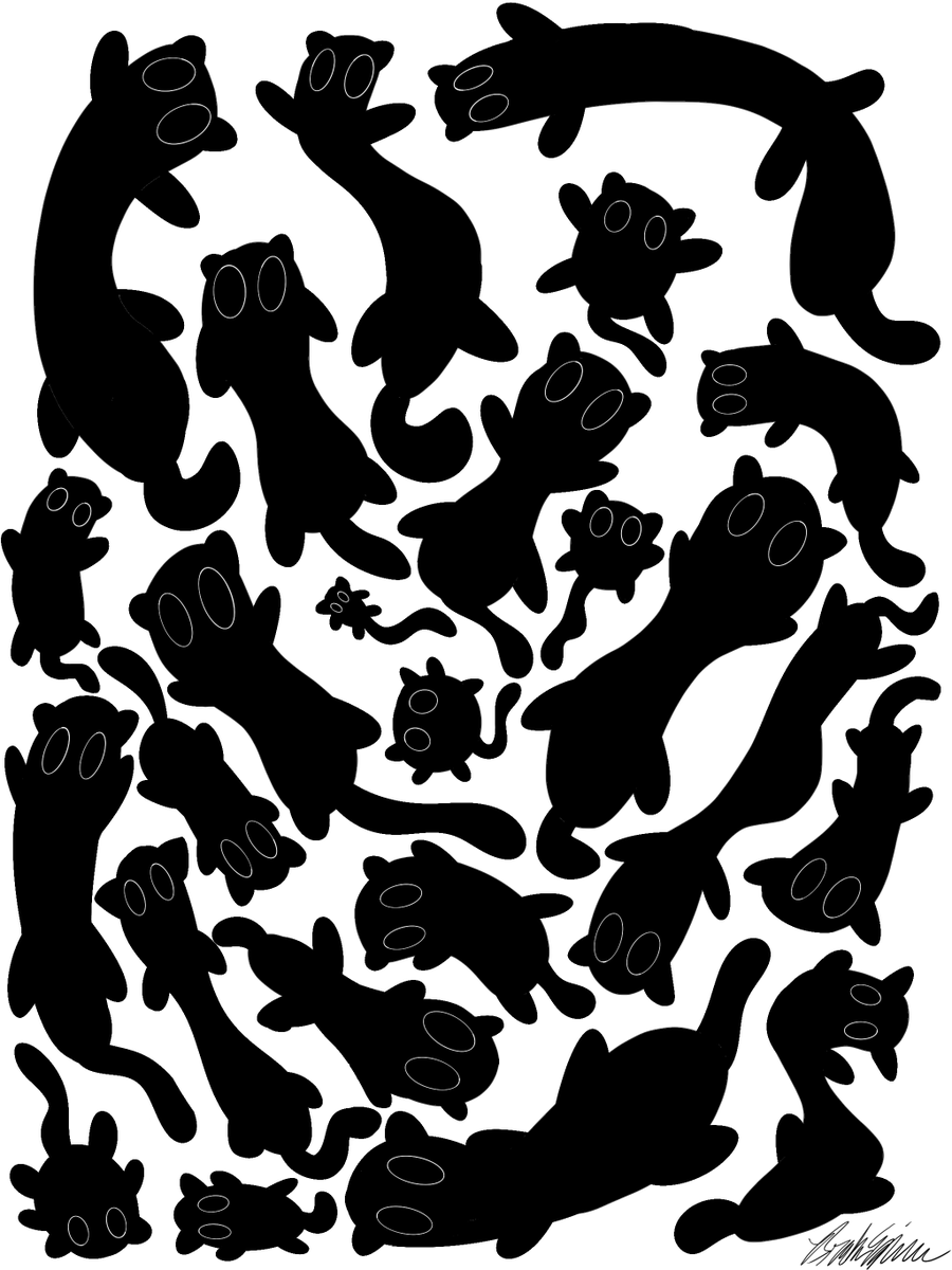 bultimate1991's tweet photo. Blobby Black Cats, this morning’s daily activity, from my local art program, and it only took me 46 minutes to complete, and at only 652 strokes, in total. #Cats #BlackCats #BlobbyBlackCats #DrawAlong #PAINT #PAINTArtProgram #Procreate #procreateart #monochrome #DigitalArt https://t.co/K15RaFMn24