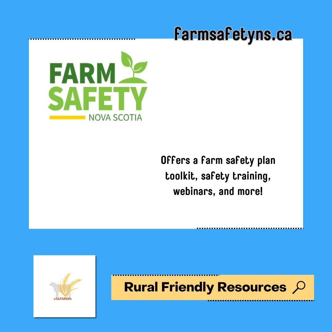 Checkout Farm Safety Nova Scotia for all sorts of great information and resources! 🌾 #skfarmh #Mentalhealth #farm #ranch #ranchlife #farmlife #Saskatchewan #agtwitter #farmsafety #ruralresources