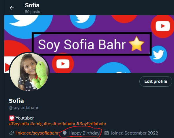 soysofiabahr's tweet photo. Hoy es mi Cumple 🥳#soysofiabahr #soysofia #Sofia #SofiaTheFirst #YouTubers https://t.co/Zv2f3mh6g8