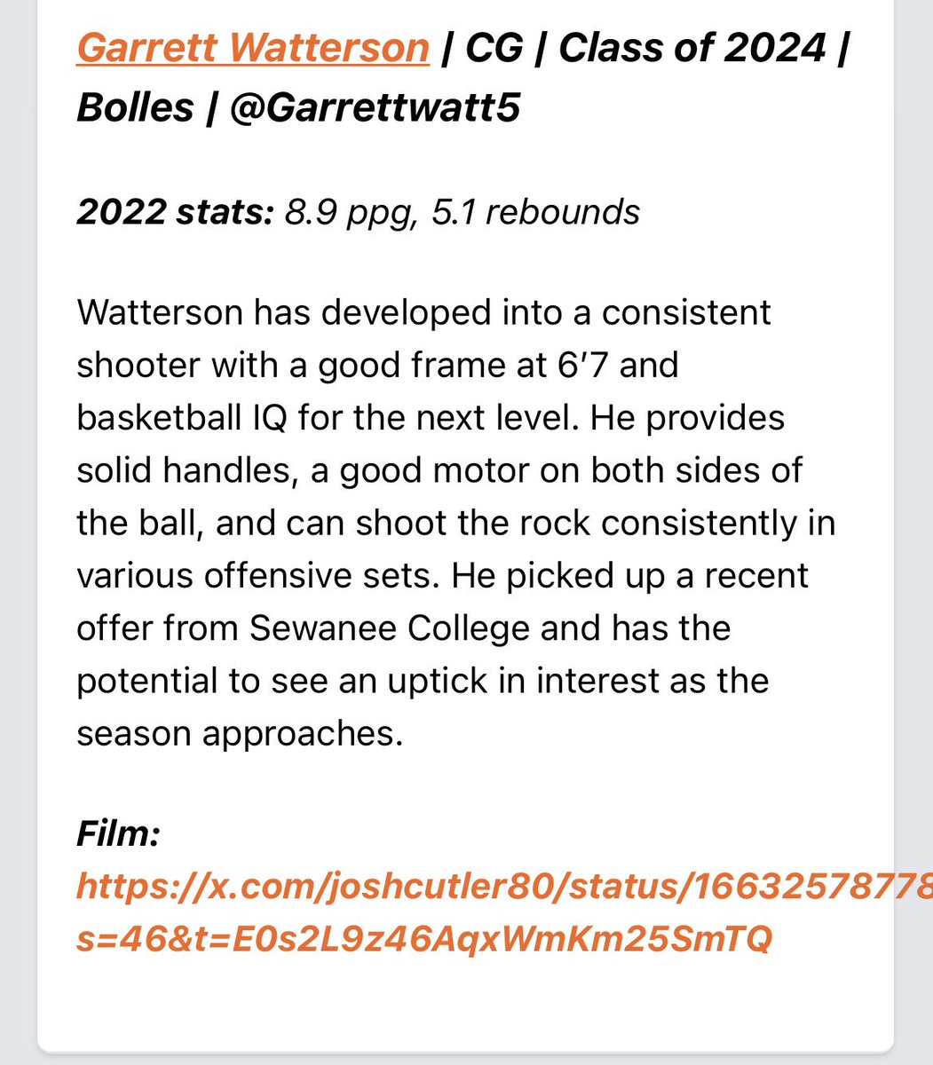 Garrettwatt5's tweet photo. Appreciate the write up @prephoopsfl 

https://t.co/TGev8Zy4ML https://t.co/nKVIjyglGI