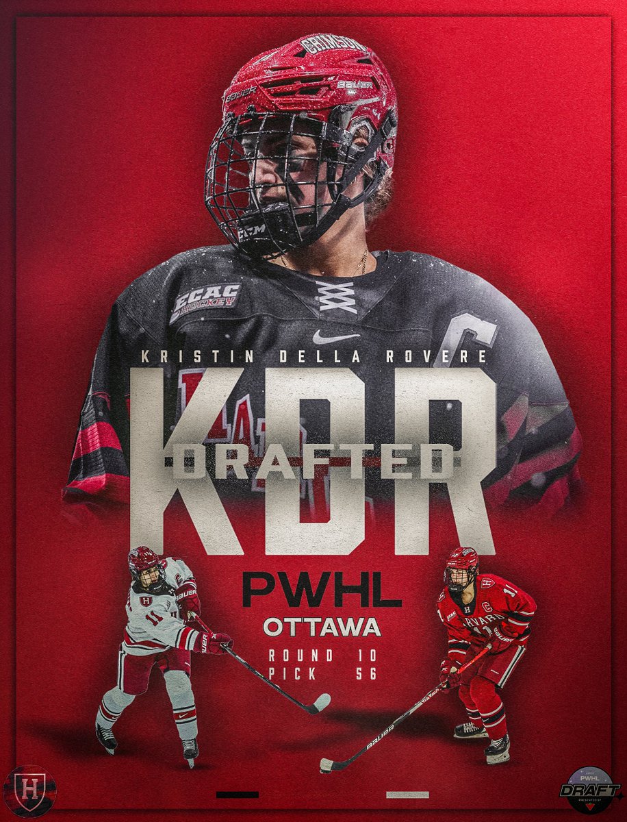 𝑲𝑫𝑹 in the 𝑷𝑾𝑯𝑳!! 

Congratulations to Kristin Della Rovere '23 who was drafted by @PWHL_Ottawa tonight! #ProCrimson