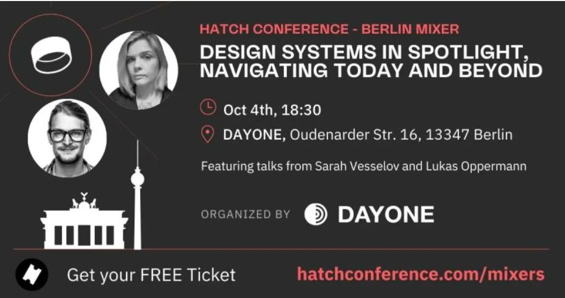 Looking forward to a great set with @SVesselov talking about the #future of #designSystems. If you are in #Berlin, try to grab a ticket and come by. buff.ly/3t6orms