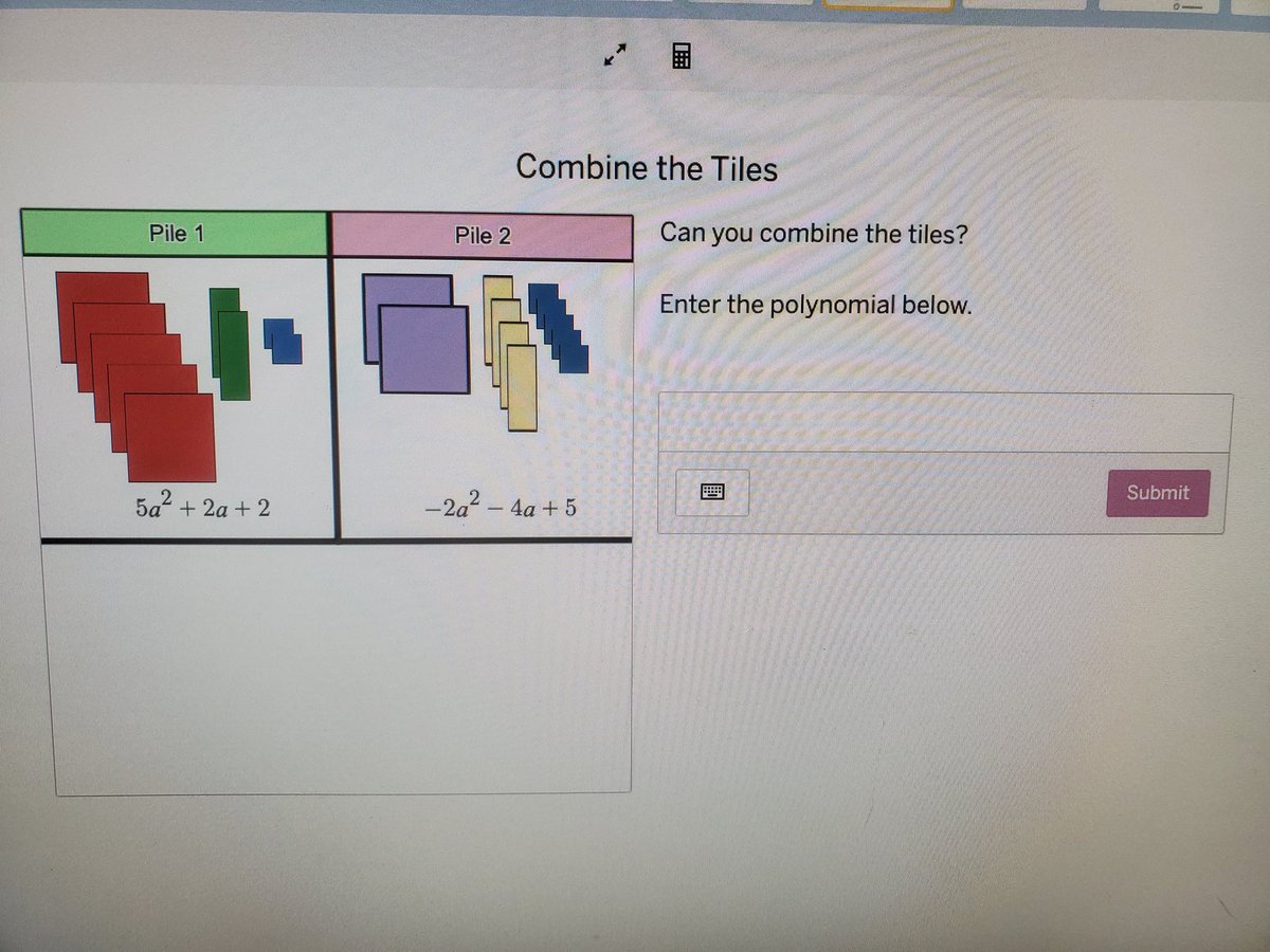 MathPrincessC's tweet image. I love the @desmos activity by @kurt_salisbury that allows my students to use physical algebra tiles when identifying like terms in polynomials. These lessons with manipulatives serve as great mental references later.