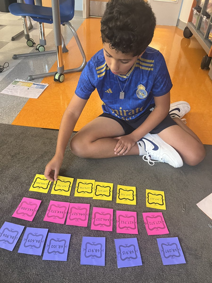 Comparing and ordering large numbers during math today!