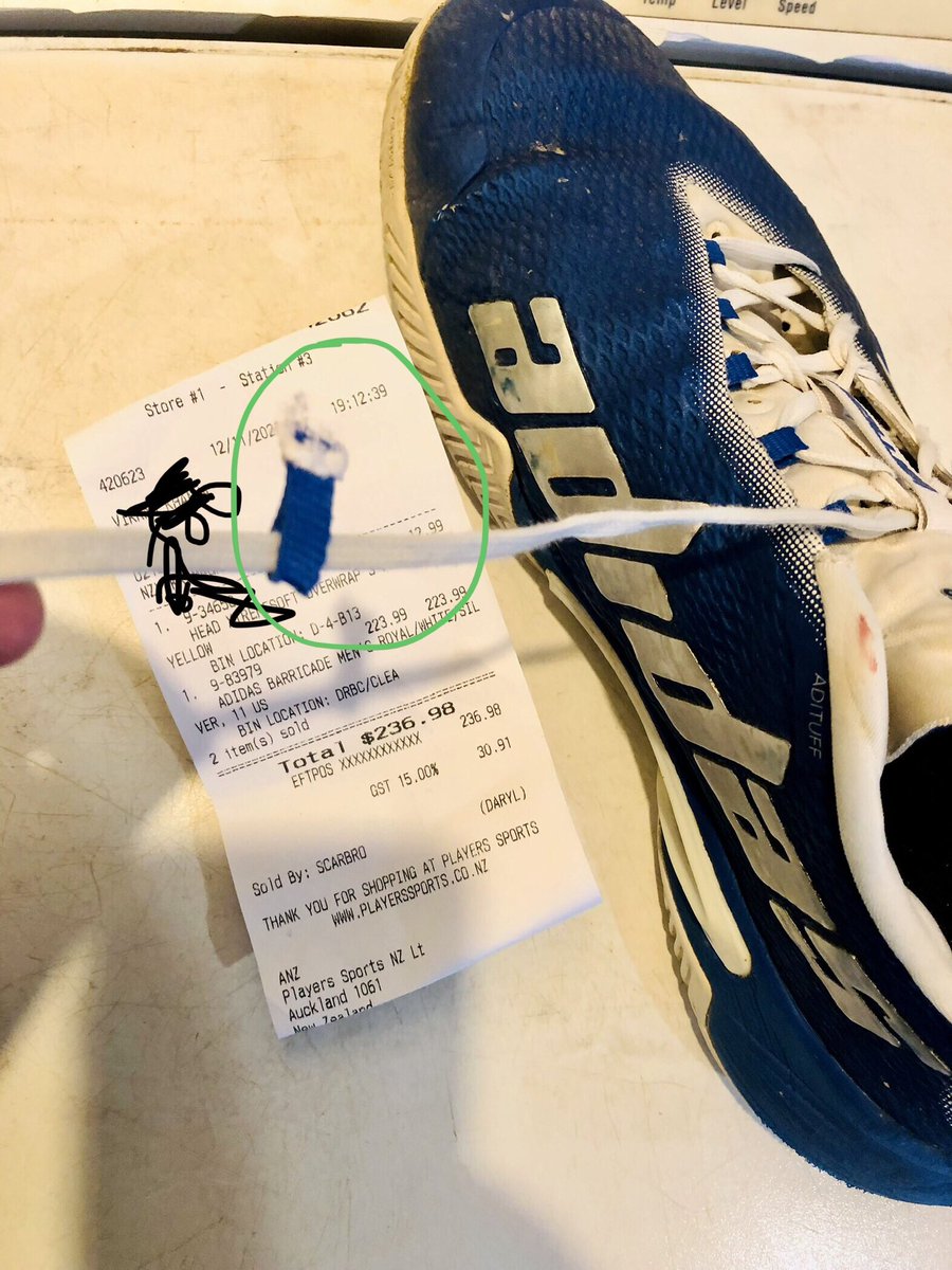 nzvik's tweet photo. Very poor design and quality from #adidas. Sold as a top end tennis shoe but lace tag breaks making the shoe unwearable and @adidas reckon this is wear and tear 😮. Lousy product design and worse customer service. 
#tennis @Wimbledon @rolandgarros @atptour @AustralianOpen @usopen https://t.co/doQ1FJCtAG