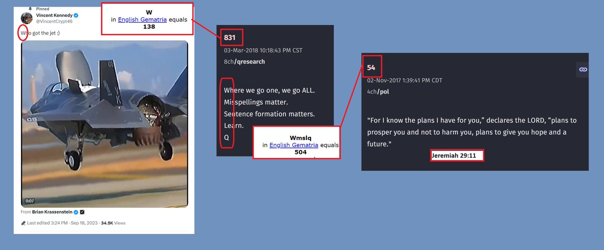 LoD_STL's tweet image. "Who got the jet :)" --@VincentCrypt46 
W = 138
138 : 831

Q Drop 831
Where we go one, we go ALL.
Misspellings matter.
Sentence formation matters.
Learn.
Q

WMSLQ = 504
504 &amp;gt; 54

Q Drop 54:
Jeremiah 29:11

A plane crashing in an empty field....second 9/11.  

#TrumpCode #WWG1WGA