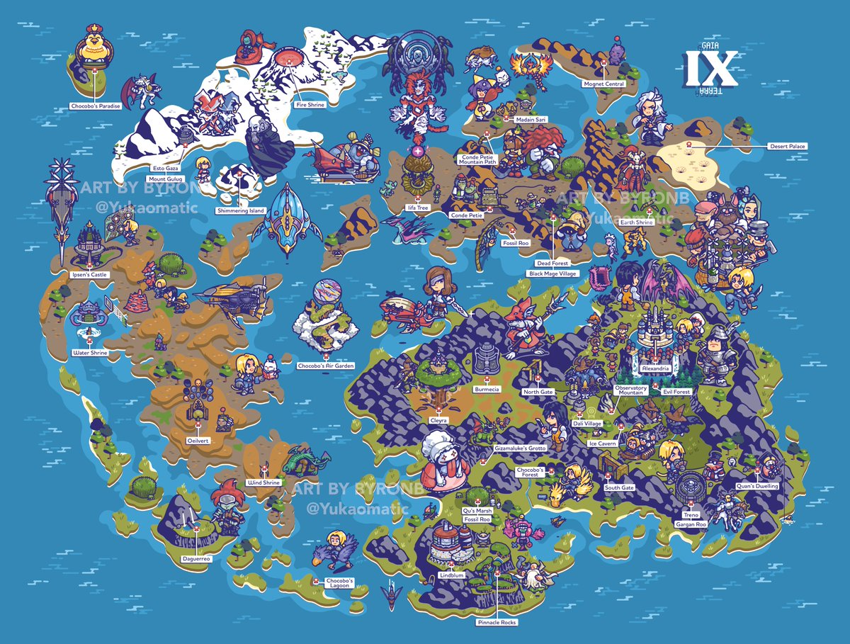 My Final Fantasy 9 world map art is finally finished!