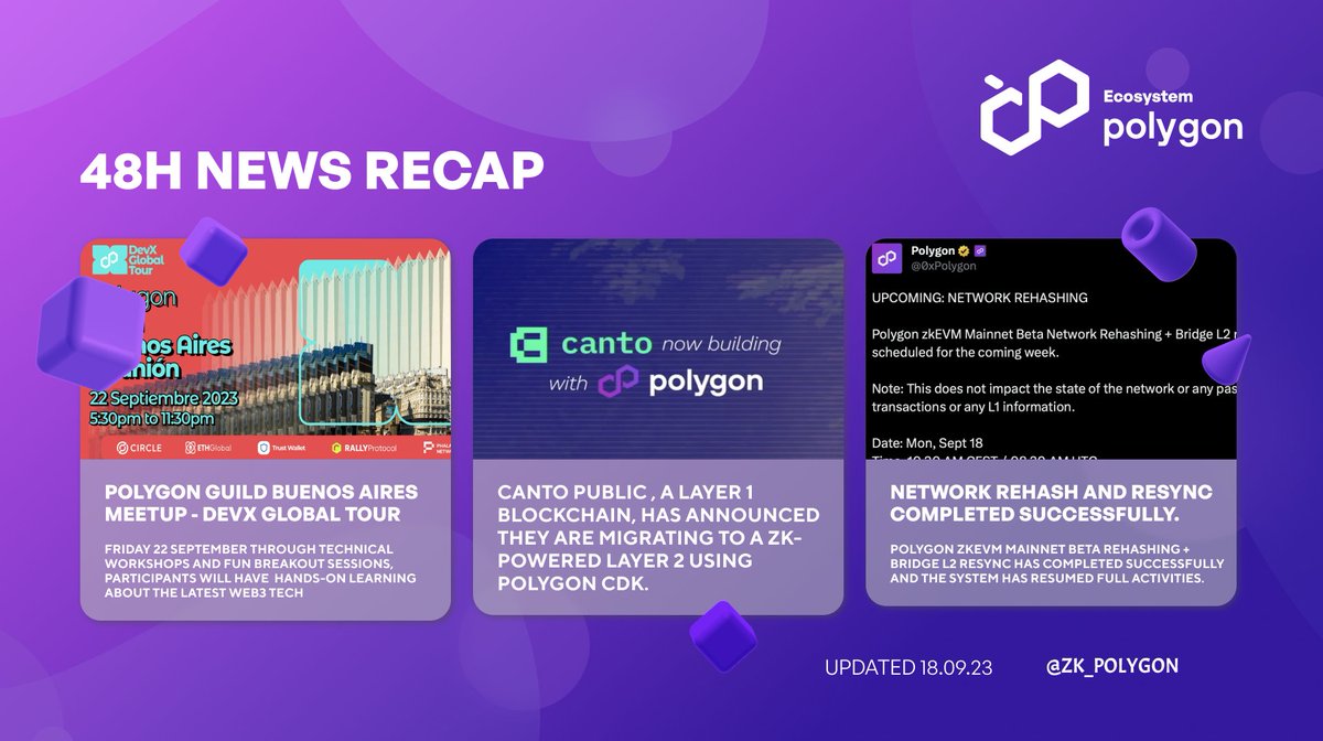 zk_polygon's tweet photo. 📰Weekends News on Polygon 📰

Hey #PolygonZkEVM squad! 🚀

Get ready to catch up on all the juicy deets with our weekly news recap on @PolygonZkEVM 🔥 Let's dive in and see what the team has been up to! 🏊‍♂️🌊 https://t.co/LHCWynkLCa