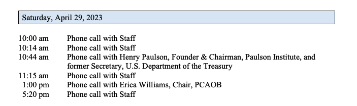 bpcostello's tweet photo. Who is running @SECGov — @garygensler, or is it the Xi Jinping & the CCP interlocutor, Hank Paulson? Gensler's April 2023 schedule shows repeated meetings with Paulson. Why is Gensler burying Chinese executives misconduct? Is Paulson FARA-compliant while seemingly working to safeguard elite donors' investments in China?https://t.co/Y9ZT4NkhRZ