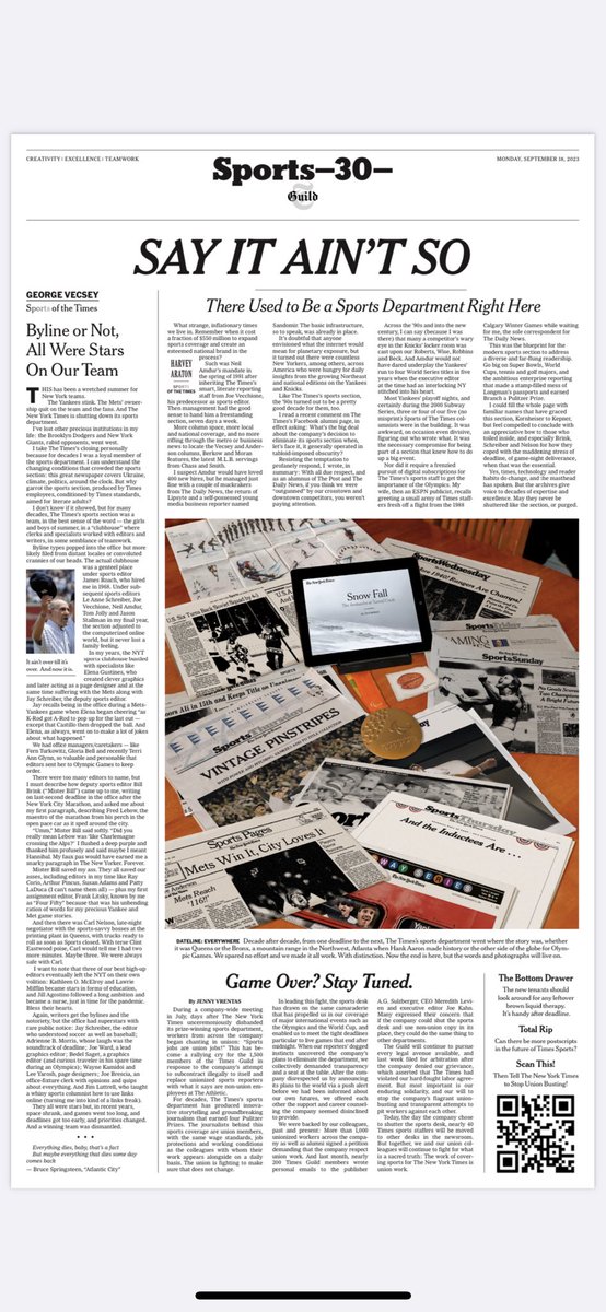 Jenny Vrentas (@jennyvrentas) on Twitter photo Our sendoff to a section, and a group of incredible people, who deserved better. Grateful to <a href="/NYTimesGuild/">NYTimesGuild</a> for helping us celebrate this storied department and the workers who made it what it was ❤️✊ Our sendoff to a section, and a group of incredible people, who deserved better. Grateful to <a href="/NYTimesGuild/">NYTimesGuild</a> for helping us celebrate this storied department and the workers who made it what it was ❤️✊