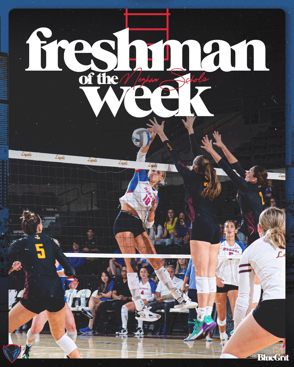 DePaul Volleyball (@depaulvball) on Twitter photo Second consecutive BIG EAST Freshman of the Week nod for <a href="/MeghanScholz/">Meghan Scholz</a> ๐คฉ
Scholz leads the conference in blocks (1.4 per set) which ranks 21st nationally and puts her second among all freshmen.
#BlueGrit ๐ต๐ Second consecutive BIG EAST Freshman of the Week nod for <a href="/MeghanScholz/">Meghan Scholz</a> ๐คฉ
Scholz leads the conference in blocks (1.4 per set) which ranks 21st nationally and puts her second among all freshmen.
#BlueGrit ๐ต๐