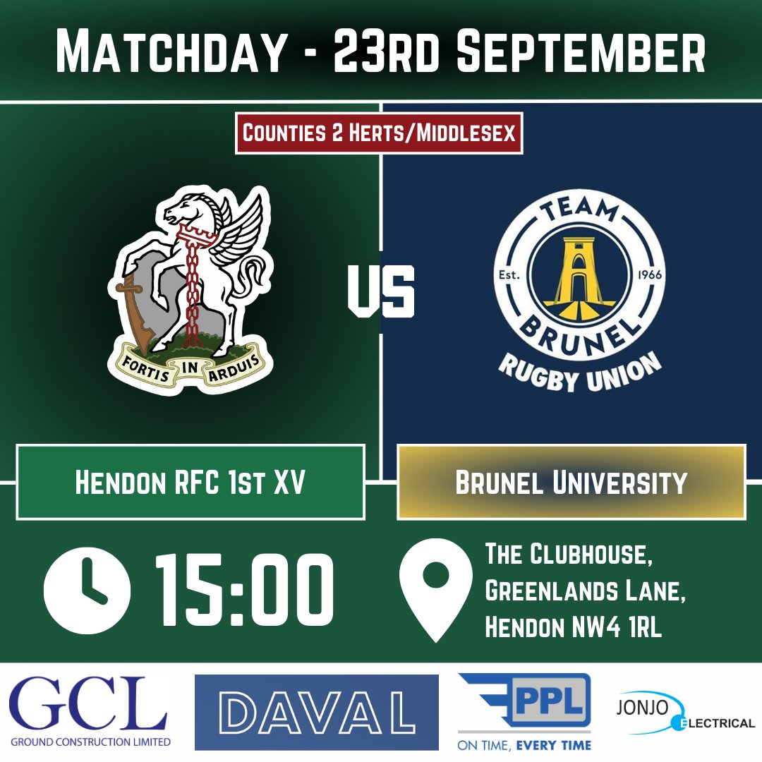 HendonRFC's tweet image. This week at Hendon RFC:

📆Weds 20/09 @ 19.00: Training
📍The Clubhouse, NW4 1RL

--------------

📆Sat 23/09 @ 15.00: Hendon RFC 1st XV vs Brunel University
📍The Clubhouse, NW4 1RL

📆Sat 23/09 @ 15.00: Hendon RFC 2nd XV vs Enfield Ignations 2nd XV
📍The Clubhouse, NW4 1RL