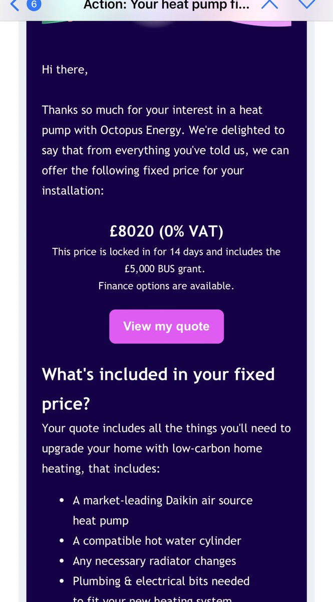 KrisHaynes's tweet photo. What happened to heat pumps for all @OctopusEnergy ? And that’s with a subsidised £5k off! 👀 https://t.co/X4XL64iKNK