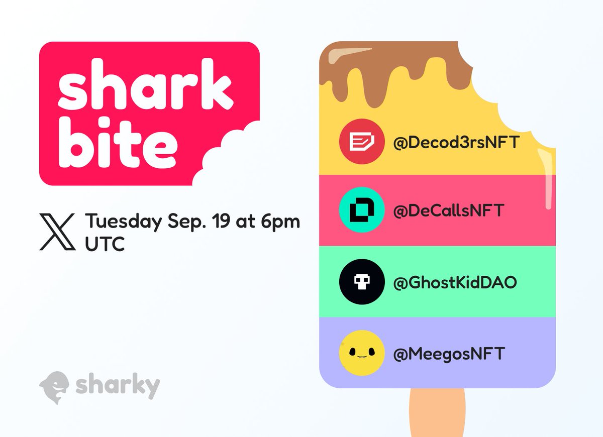 this week on sharkbite spaces, we'll be coming with the HEAT 🔥 to see what's been going on with these buildooors:

@Decod3rsNFT 
@DeCallsNFT 
<a href="/GhostKidDAO/">Ghost Kid</a> 
<a href="/MeegosNFT/">Meegos</a> 

hosted every tuesday at 6pm utc

link: x.com/i/spaces/1BdGY…