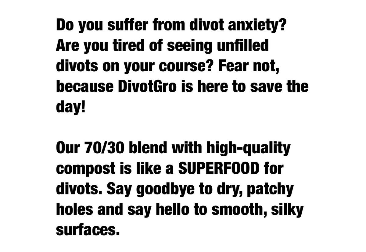 DivotGro's tweet photo. #SAVETHEDIVOTS #golf #turf #divotgro https://t.co/kYL1Keht31