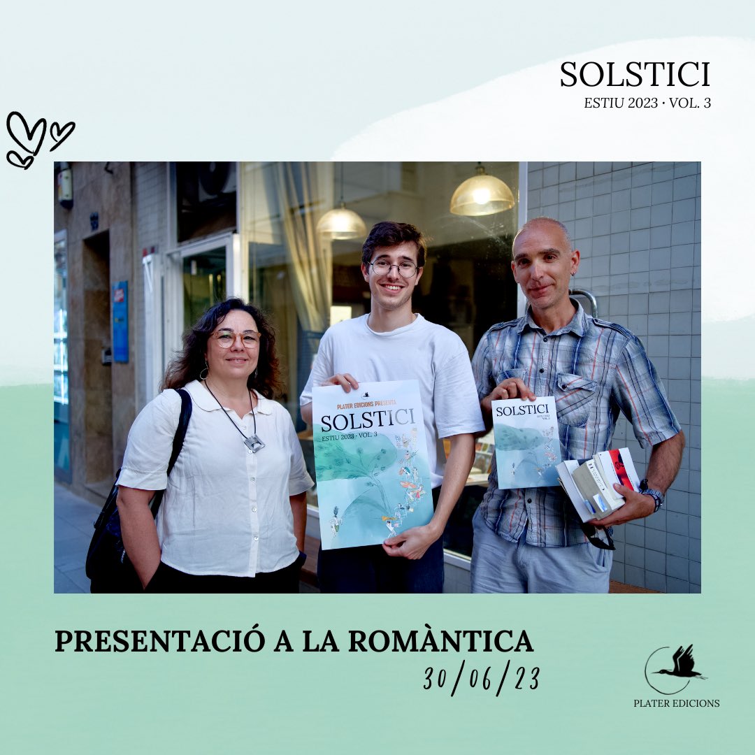 Avui hem compartit unes imatges de la presentació de la Solstici #3 que vam fer a la fantàstica <a href="/LaRomanticaLL/">Helena - Llibreria La Romàntica</a> al nostre Instagram (instagram.com/plateredicions…). 

Ja les heu pogut veure? 😊📚