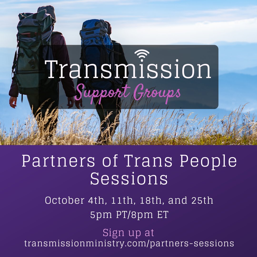 Are you a partner or spouse of a trans or gender-expansive person? Are you processing through what your partner’s transition means for your relationship? Join us for our next Partners of Trans People Sessions in October! Learn more or sign up here: bit.ly/3URUrTO