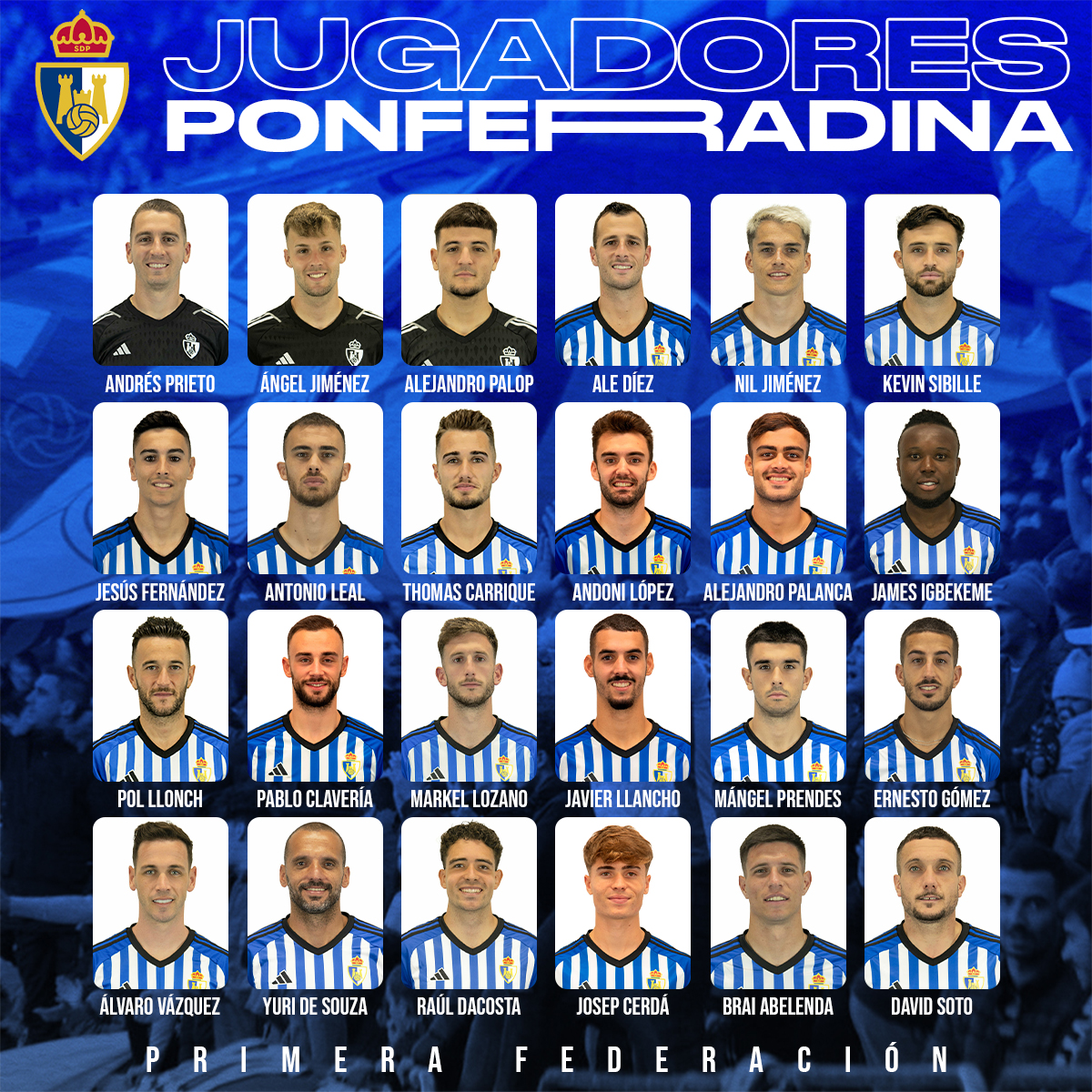 futboldbronce's tweet photo. Plantilla del @SDP_1922 📋

🟢ALTAS:  Prieto, Á. Jiménez, Sibille, Leal, Jesús Fdez., Andoni López, Llancho, Nil Jiménez, Thomas Carrique, Palanca, Pol Llonch, Clavería, Igbekeme, Mangel, Markel Lozano, Dacosta, Josep Cerdá, Ernesto, Brais Abelenda, David Soto y Álvaro Vázquez https://t.co/qSucF3cQyC