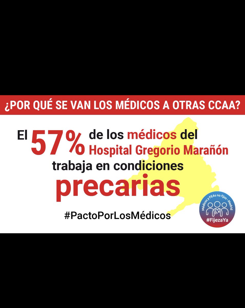 MedicosComoTu's tweet photo. @SaludMadrid Gran labor de los especialistas del Marañon a pesar de que el 57% tiene AÑOS enlazando contratos temporales en fraude de ley #FatimaMatute ¿no deberían ser los facultativos madrileños una prioridad para @SaludMadrid? ¿Por qué no se ha reunido AÚN con ellos? #PactoPorLosMedicos https://t.co/OavcE9xcLW
