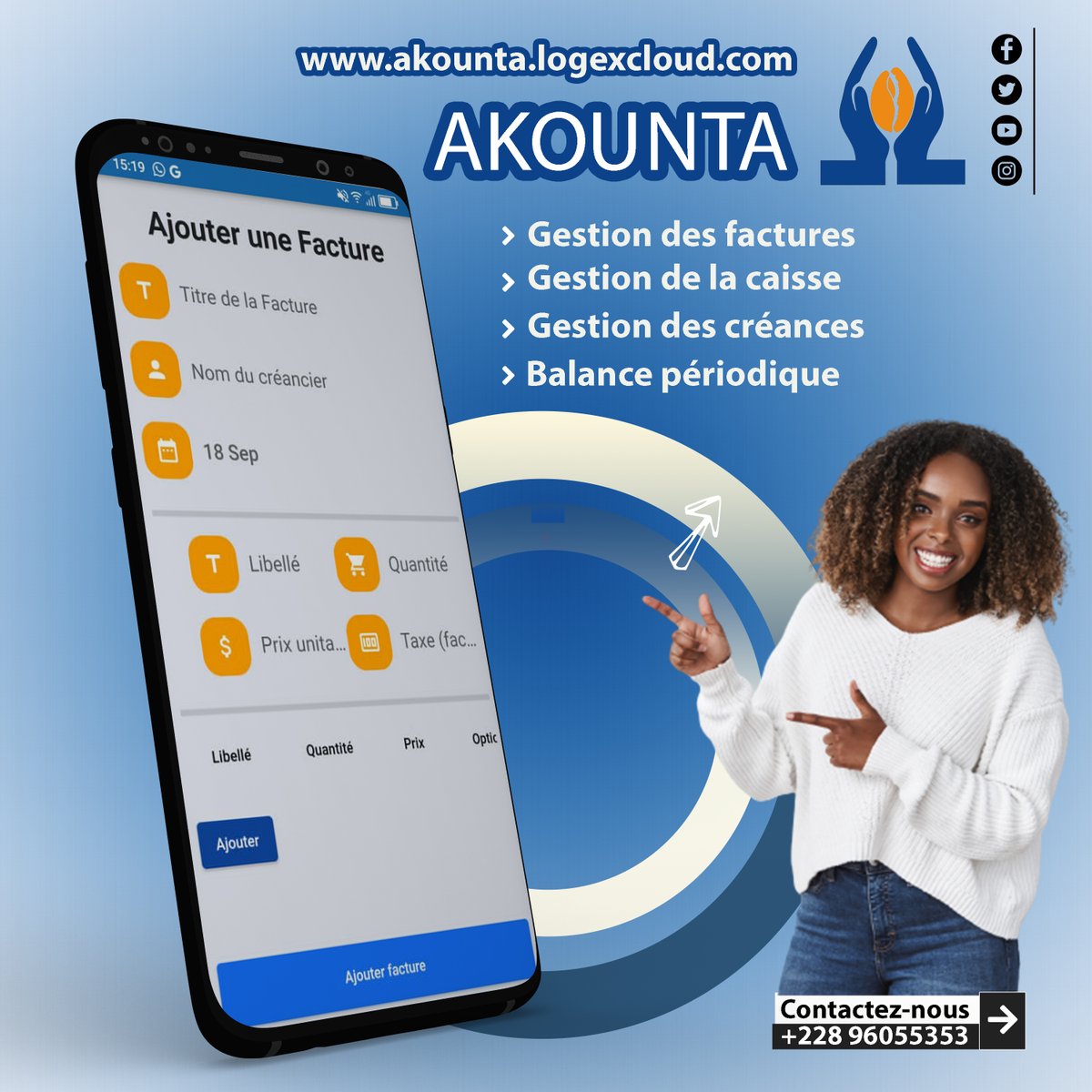 Gérez vos finances en toute simplicité grâce à notre application conviviale. Plus de tracas comptables, plus de stress fiscal. Essayez Akounta dès aujourd'hui et simplifiez votre comptabilité comme jamais auparavant ! akounta.logexcloud.com
(+228) 96055353
#poweredByLogex