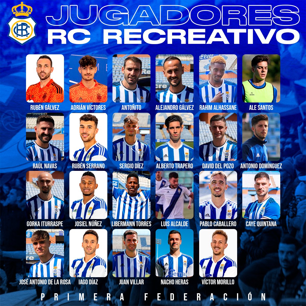 futboldbronce's tweet photo. Plantilla del @recreoficial 📋

🟢ALTAS: Raúl Navas, Alejandro Gálvez, Libermann, Dani Pinillos, Rahim Alhassane, Sergio Díez, Antoñito, David del Pozo, Gorka Iturraspe, Luis Alcalde, Antonio Domínguez, José A. De la Rosa, Juan Villar y Caye Quintana https://t.co/TwpCTUczfb