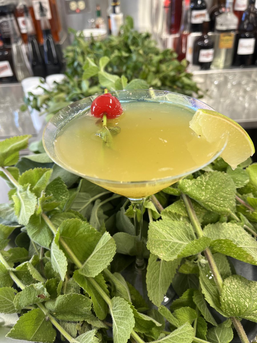 BestBarMix's tweet image. #H215 #barlab
#FridayFeeling mango syrup.  We used 2 ounces of tequila and pineapple juice, which we let sit in ice with mint and limes soaking in it. We garnished with a mint leaf and a cherry.