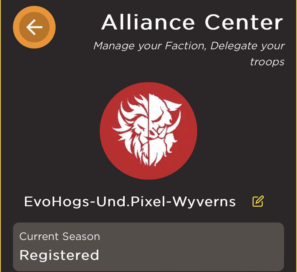 Big news 😈🔥

If you are a Wyverns holder (or anyone actually) and you have troops in <a href="/EbisusBay/">Ebisu's Bay | GameFi - NFT Market - DEX</a> / Ryoshi Dynasty.

Go to your town —> alliance center —> Delegate —> EvoHogs-Und.Pixel-Wyverns 🎮

Let’s get those $FRTN listing rewards ❤️

Allies: <a href="/UndergroundPx/">Underground Pixels</a> / <a href="/zap7project/">ZAP PROJECT | MINT NOW!</a>