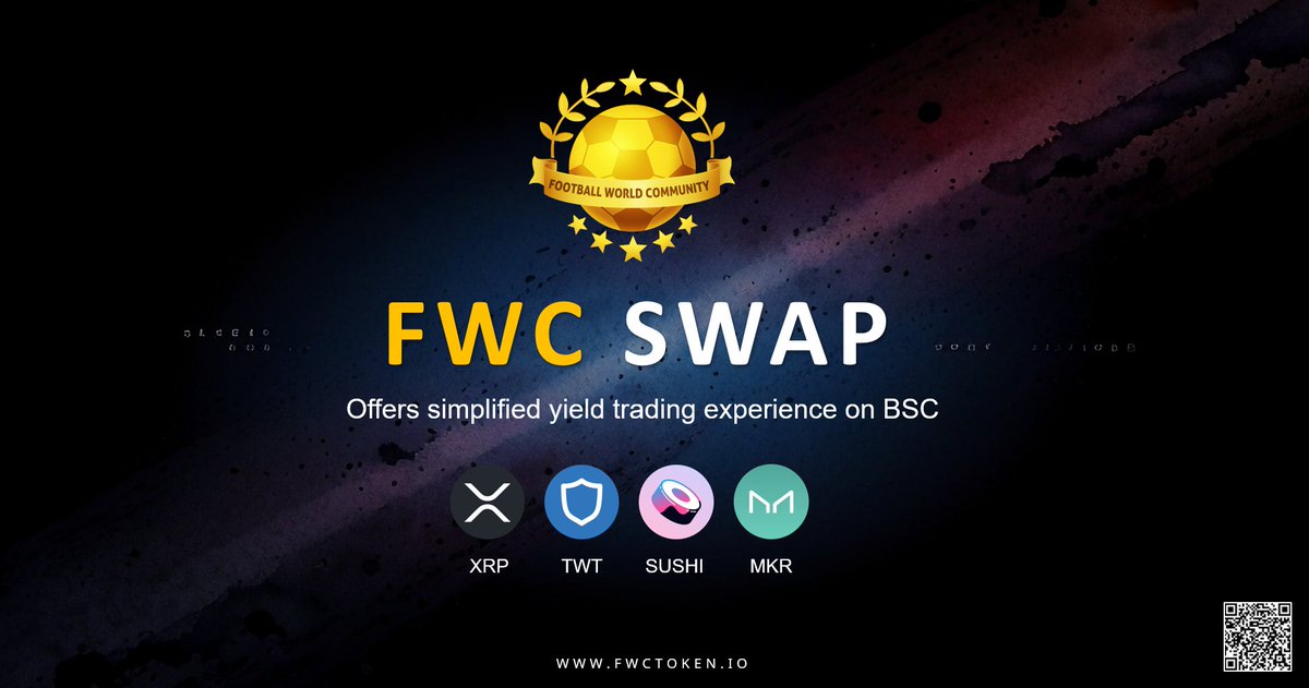 🟢Fwcswap, you can now trade four valid crypto currencies: XRP @ripple, TWT <a href="/TrustWallet/">Trust Wallet</a> , SUSHI <a href="/SushiSwap/">Sushi.com</a> , and MKR <a href="/MakerDAO/">Maker is now Sky</a> .

🌐Link:
fwcswap.io

🔴Next week, four currencies will be listed on Fwcswap. Comment your favorite currency so that one of the four will