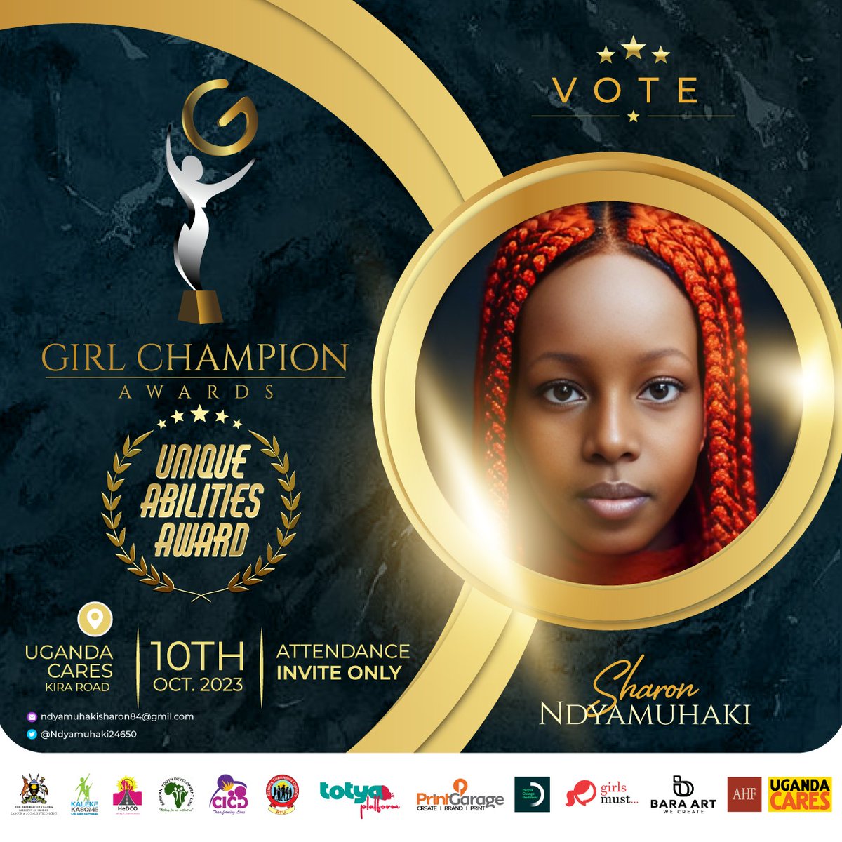 GirlChampAwards's tweet photo. I'm Ndyamuhaki Sharon Miss Ability Central Uganda. At 25years, I have a certificate in IT (computer science & technology. I'm a youth living with a disability called celebral palsy.
Vote me in the #UniqueAbilities category via: https://t.co/XZmrCxwvZU
#GirlChampionAwards2023 https://t.co/H8oLklYLEW