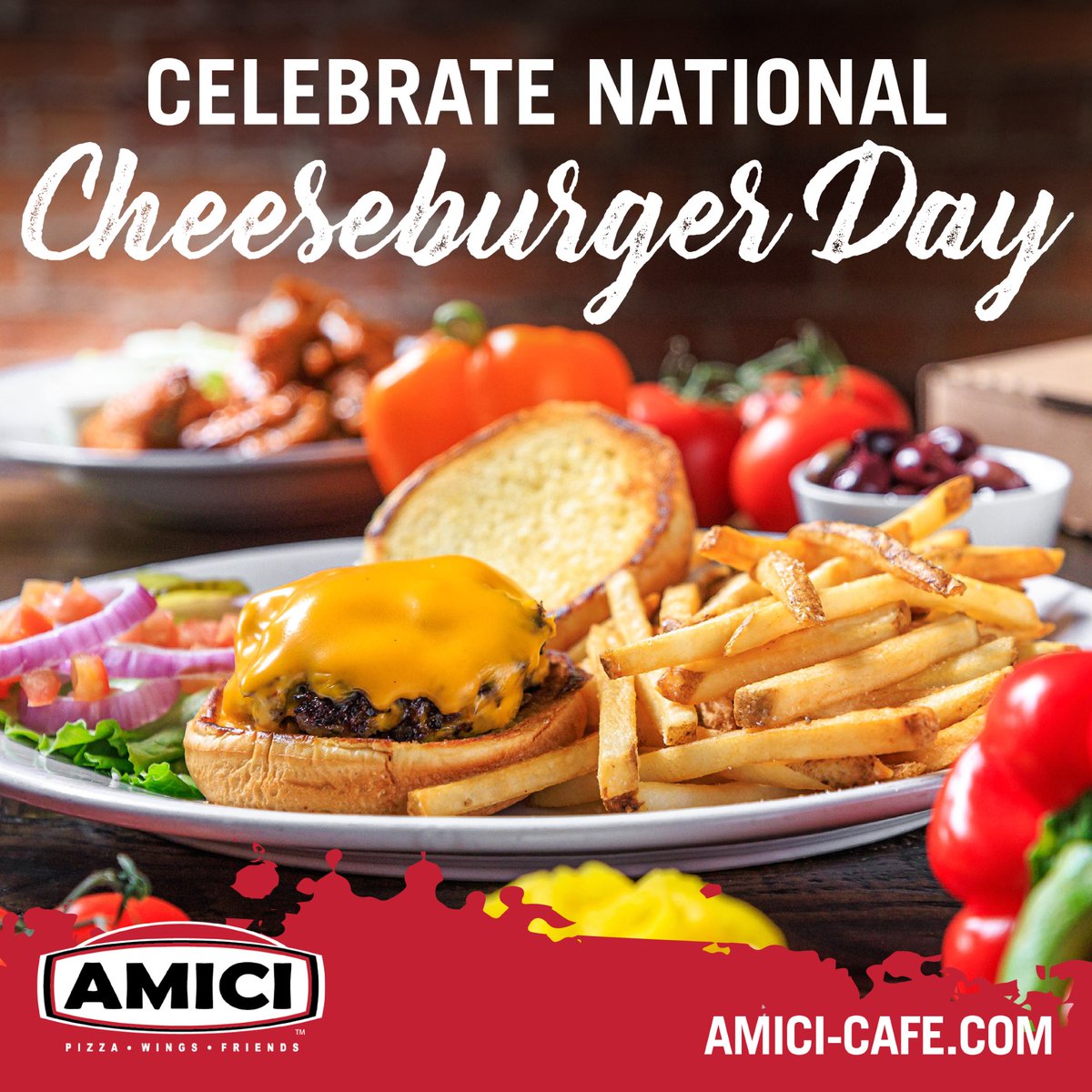 Join us at #Amici this National Cheeseburger Day for a mouthwatering celebration of flavor!

Our juicy, double-stacked cheeseburgers are calling your name. Come savor the goodness! 🍔🧀❤️

#CheeseburgerDay #AmiciEats #BiteIntoBliss #food #burgertime #cheeseburger #burgerlover
