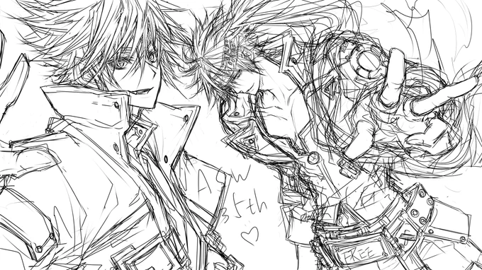 近々で描いたラグナとソルのラフ画🔥🔥
・・・やっぱ、ラフの方が良い表情してる💧 