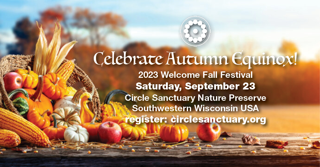 Selena_Fox's tweet photo. Celebrate #AutumnEquinox Day, Saturday, September 23 at 2023 #WelcomeFallFestival at #CircleSanctuary Nature Preserve in SW Wisconsin USA. #NatureSpirituality #Wiccan #Pagan #Druid #Animist #EcoMagic Workshops, Rituals, Nature Walks. Learn more & register: https://t.co/tJFsHHHVGX https://t.co/Nv6PbUzs73