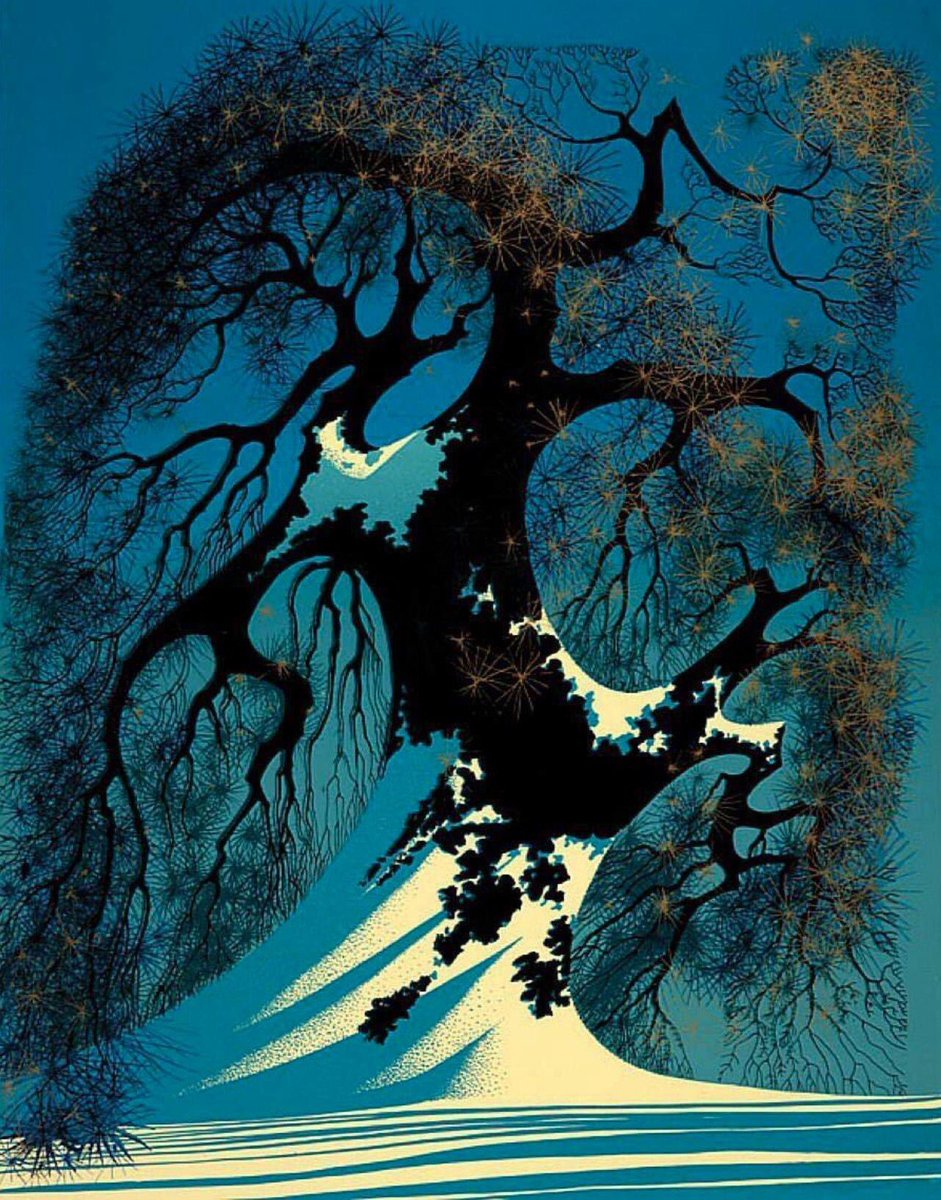 Eyvind Earle - Winter Bonsai 1979 #art #modernart