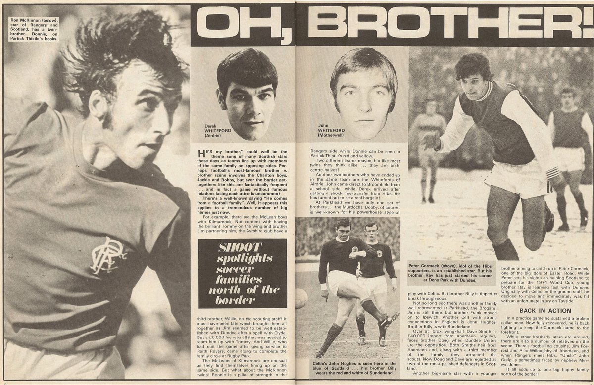 ScotsFootyCards's tweet photo. Oh Brother! #RonnieMcKinnon & #DonnieMcKinnon | #DerekWhiteford & #JohnWhiteford | #JohnHughes & #BillyHughes | #PeterCormack #RayCormack #Shoot! 1970-02-07 https://t.co/LU6mayvc1g