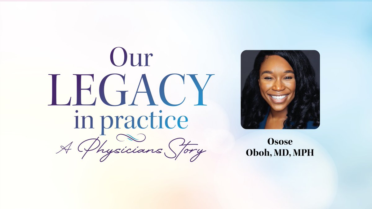 The first installment of, "Our Legacy in Practice: A Physician's Story," explores the journey of Osose Oboh, MD, MPH. Dr. Oboh talks about her path to #residency, medical workforce #diversity and the importance of addressing racism. Watch now. spr.ly/6018PCMpK