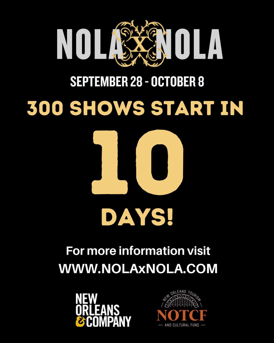 JoyTheater's tweet photo. 10 days until NOLAxNOLA ’23. Let the countdown begin!
Join us as we have CloZee coming to Joy Theater on October 8th. 🎫: https://t.co/kO9y2TUoor
#NOLAxNOLA #visitneworleans #NOTCF
@visitneworleans, @neworleansandco & @notcfund https://t.co/XRmIa7EaL7