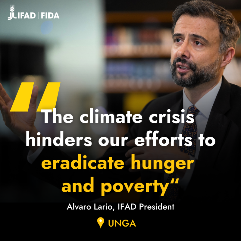IFAD's tweet photo. .@IFADPresident sounds a stark warning at #UNGA78 👇