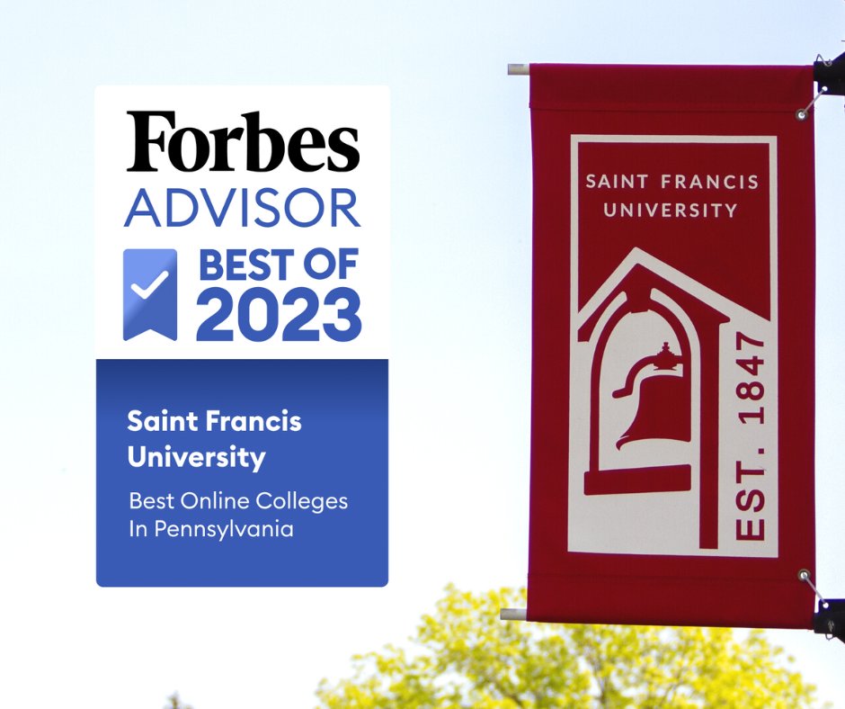 SaintFrancisPA's tweet photo. Forbes Advisor selected SFU as one of PA's Top 10 Best Online Colleges! #BecomeThatSomeone 🎉⚡️📚 View the full rankings: https://t.co/obtbPuKUr3 https://t.co/gn6mabwVwU