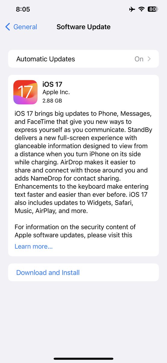 apzone23's tweet photo. Good news! 🎉 iOS 17 has been released and it can be easily downloaded over the air. Update now! 📲 https://t.co/8irB0AhBfu